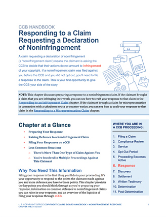 CCB Noninfringement Claims document cover