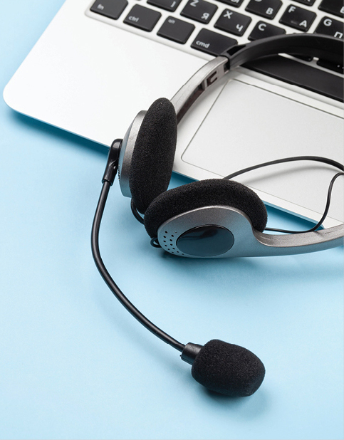 Laptop and headphones